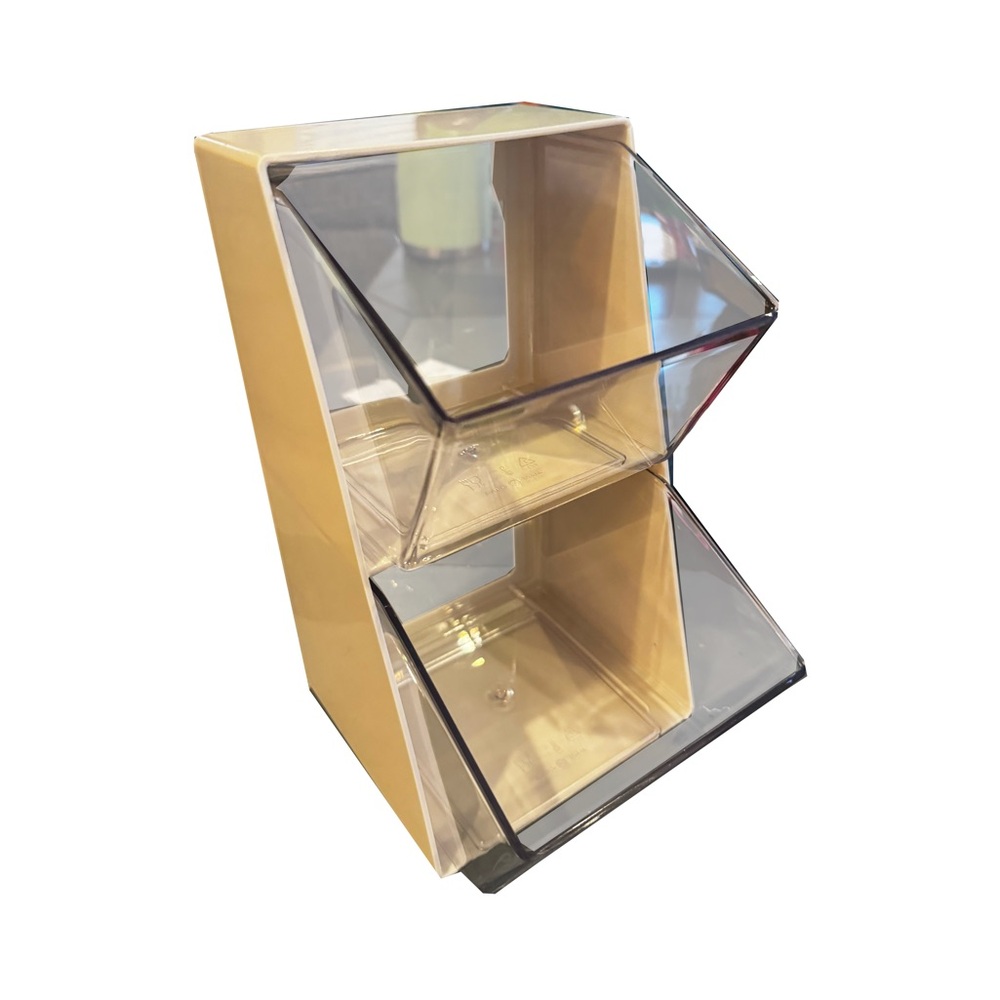2 Clear and Tan Storage Bin